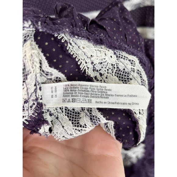 Free People Intimately Small Trapeze Lace Voile Polka Dot Purple Slip Dress - Picture 4 of 5